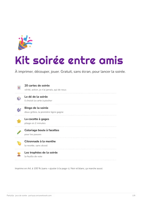Page 1 du kit